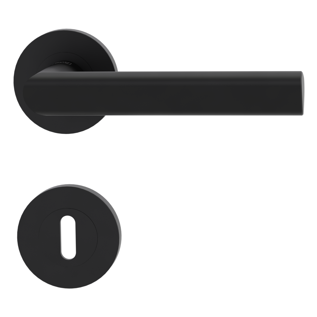 door handle set TRI 134 screw on cl3 rose set round mortice lock graphite black