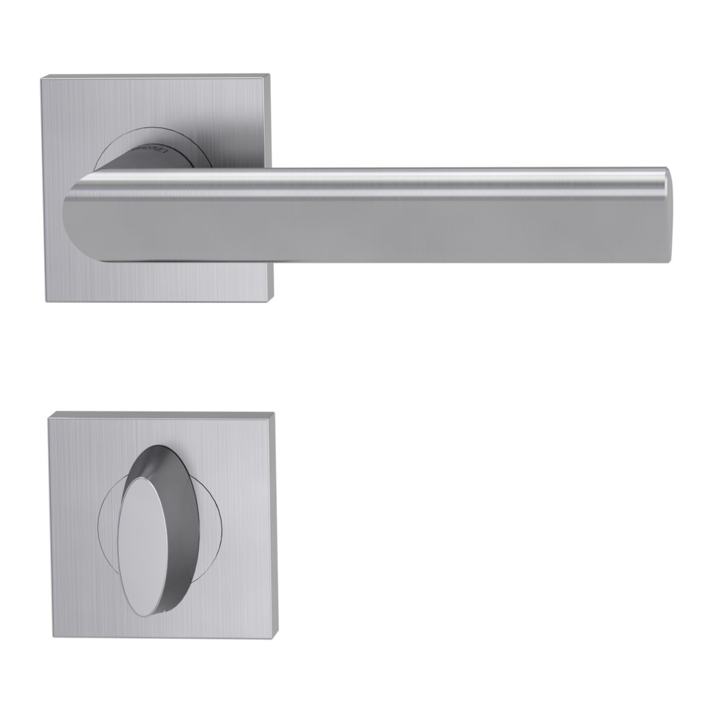 Garniture de poignée de porte TRI 134 Technique de vissage GK3 rosaces carrées WC acier inox mat