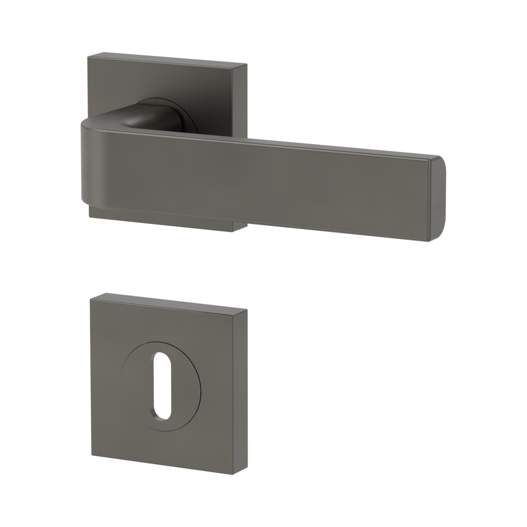 GRAPH door handle set Screw-on sys.GK4 straight-edged escut. Cipher bit cashmere grey