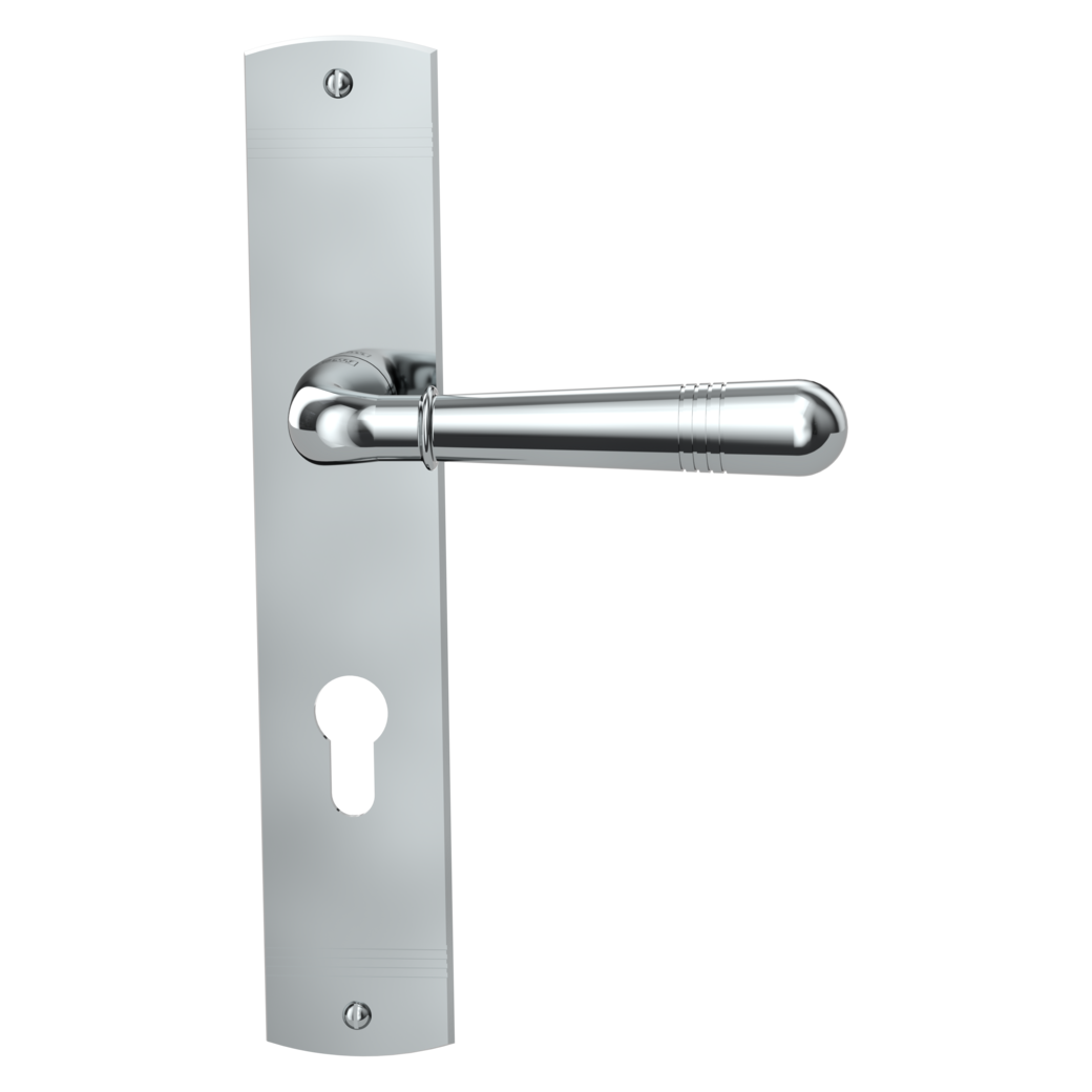 door handle set FABIO deco screw long plate freeform euro profile chrome