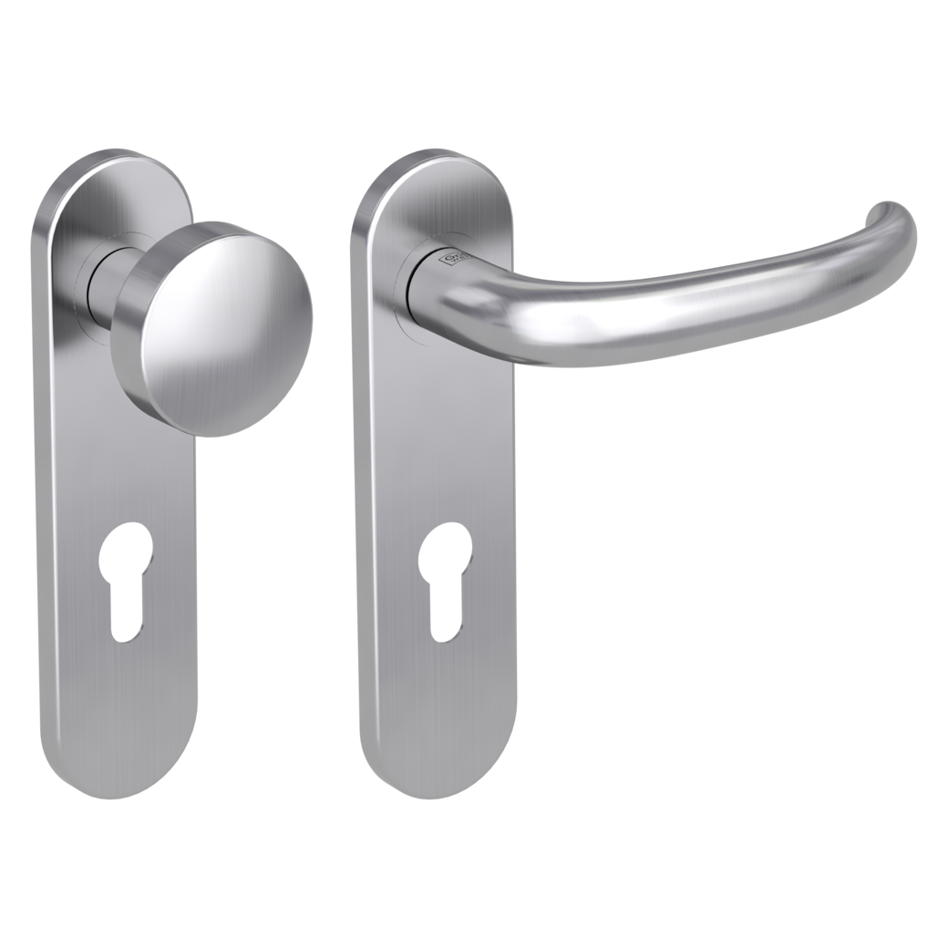 knob handle rose set ULMER GRIFF PROF screw on panic short plate round knob R2 38-50mm brushed steel R