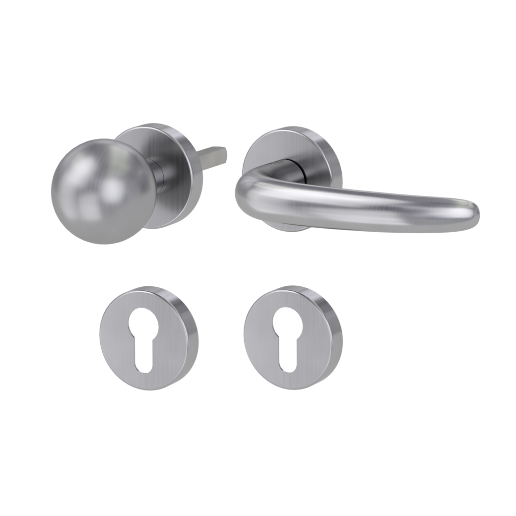 knob handle rose set ULMER GRIFF clip on cl3 rose set round knob R4 brushed steel R