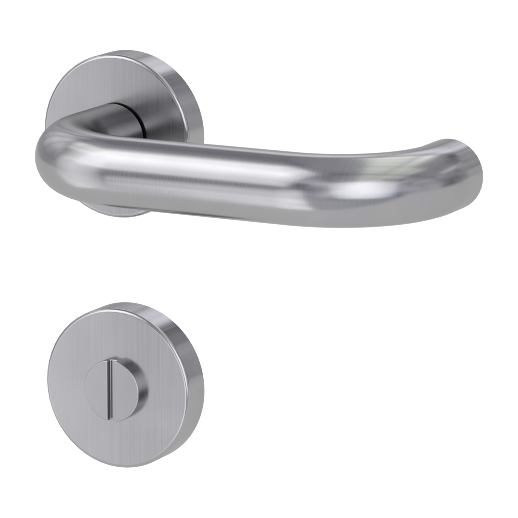 door handle set ALESSIA clip on cl3 rose set round wc brushed steel