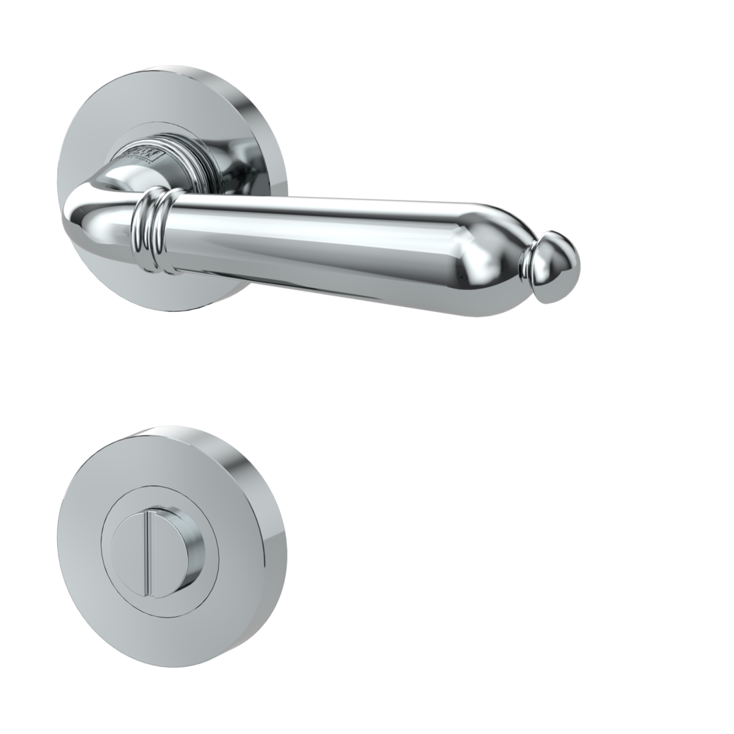 CAROLA door handle set Screw-on system GK4 round escutcheons WC chrome