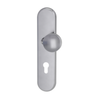 Silhouette product image in perfect product view shows the GRIFFWERK combined security fitting TITANO SB_882 in the version / version left/right , norm 72mm - stainless steel mat - shield/shield 
