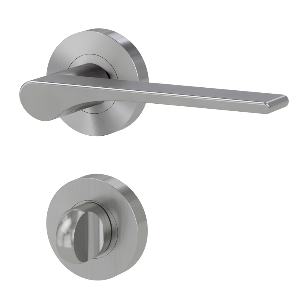 LEAF LIGHT door handle set Screw-on system GK4 round escutcheons WC velvet grey