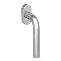 Silhouette product image in perfect product view shows the Griffwerk window handle DANIELA in the version unlockable, brushed steel