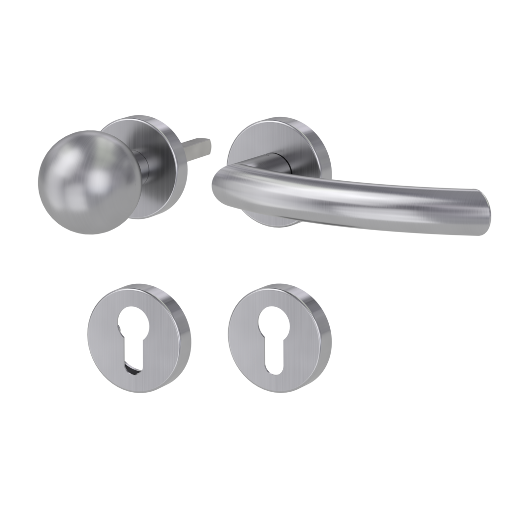 knob handle rose set VIVIA clip on cl3 rose set round knob R4 brushed steel R