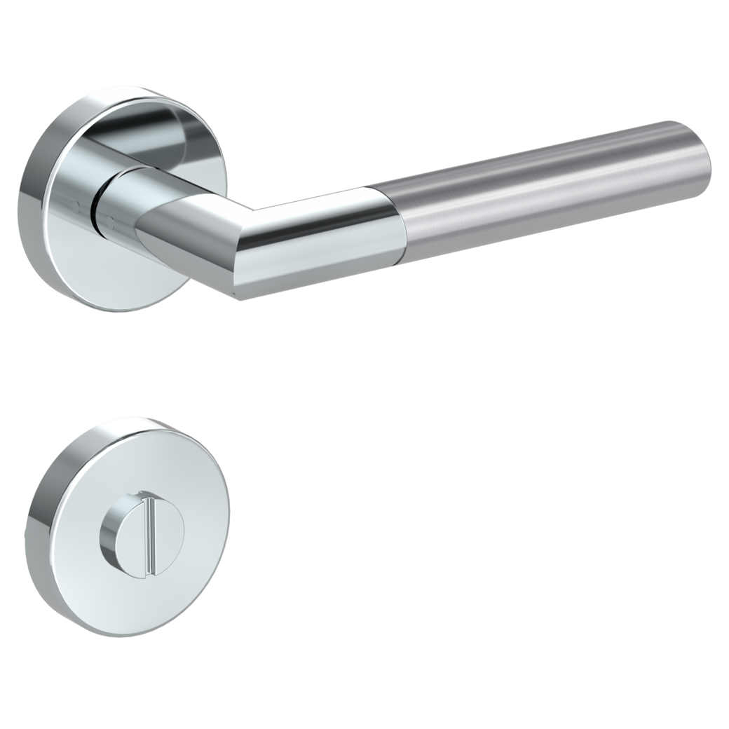 door handle set ARICA clip on cl3 rose set round wc polished/brushed steel