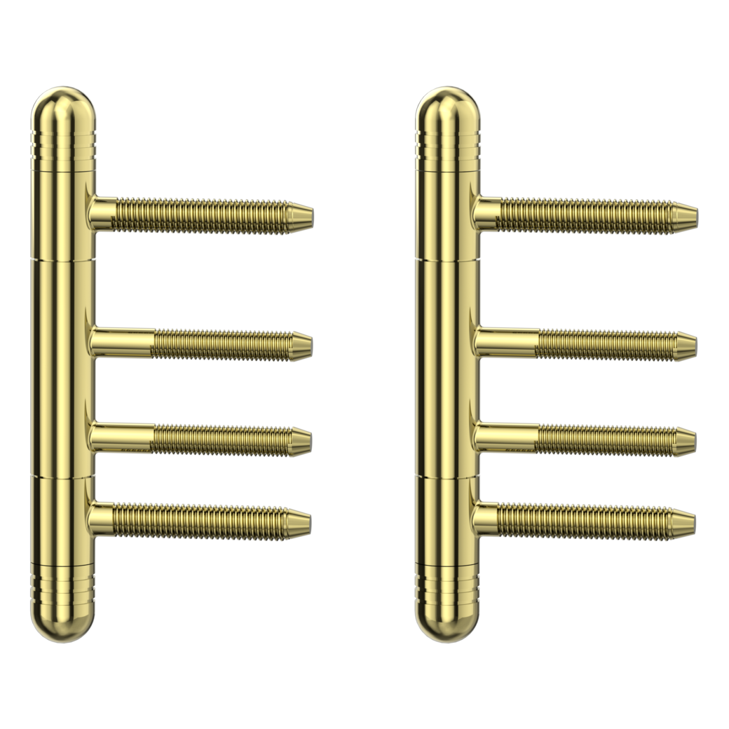 AXUM 9303 pair of hing.incl.frame parts rebated doors 3-pc. Brass effect wooden frame