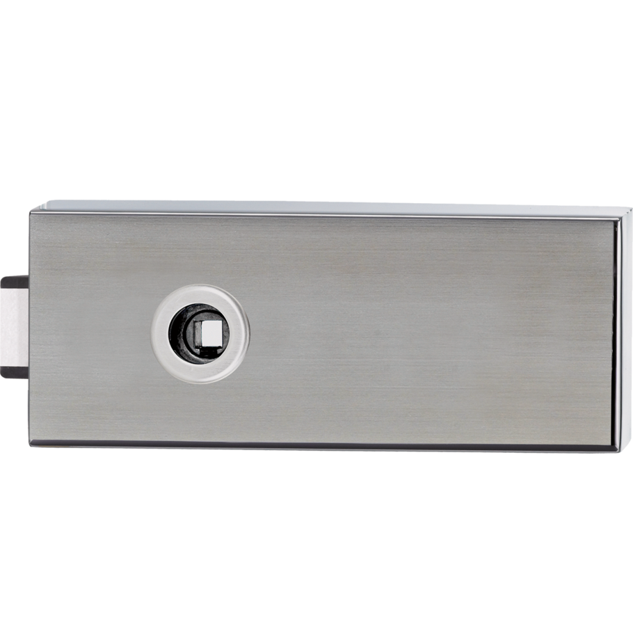 glass door lock set PURISTO unlockable silent 3-part hinges brushed steel