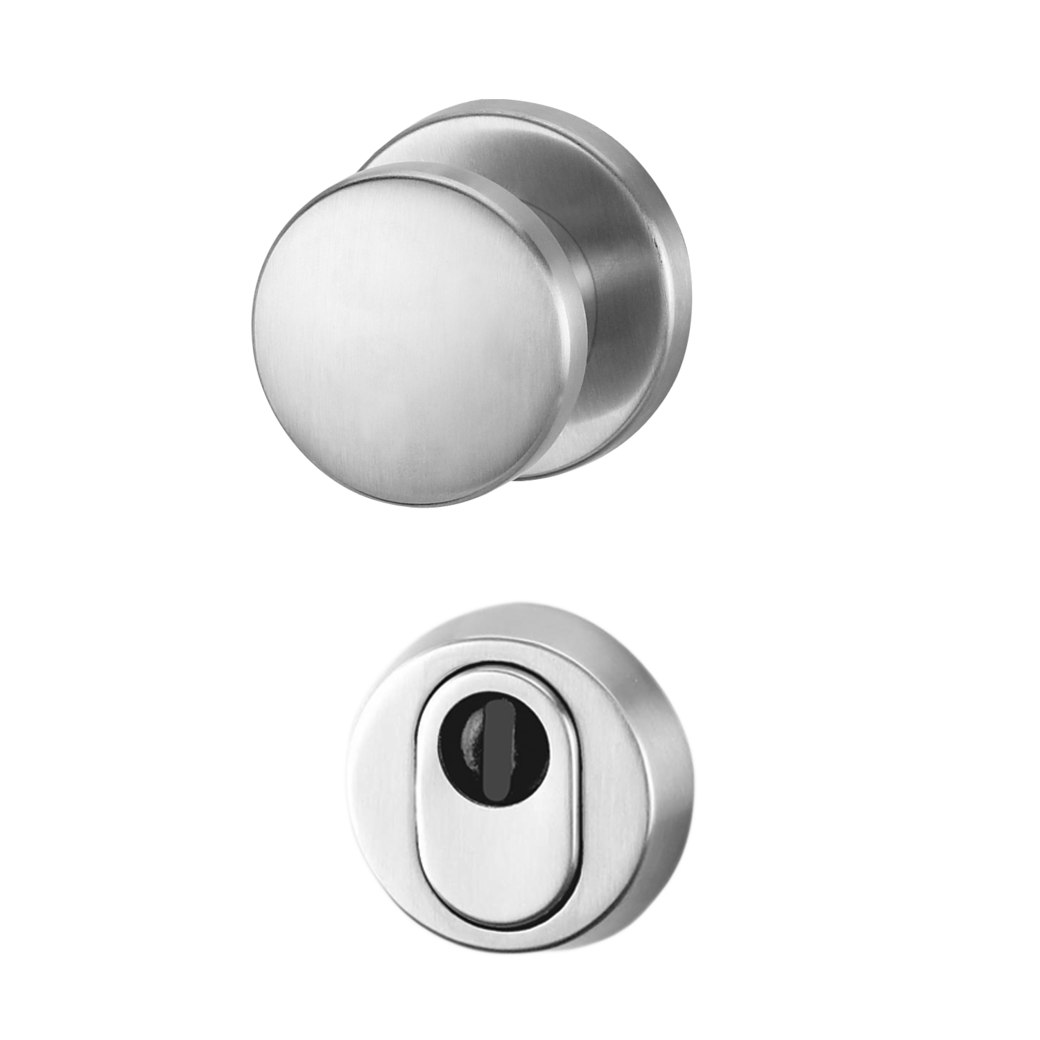 security rose set with knob R2 cylinder cover 38-50mm brushed steel handle R2