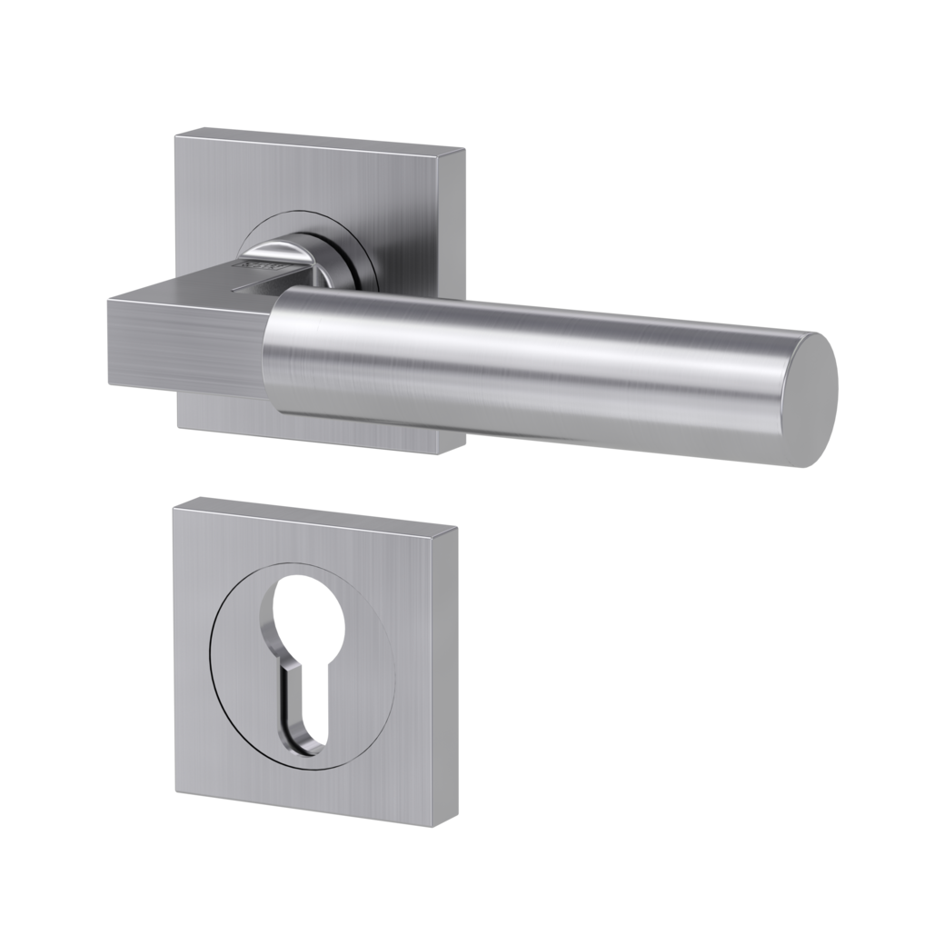 door handle set METRICO PROF screw on cl4 rose set square euro profile brushed steel