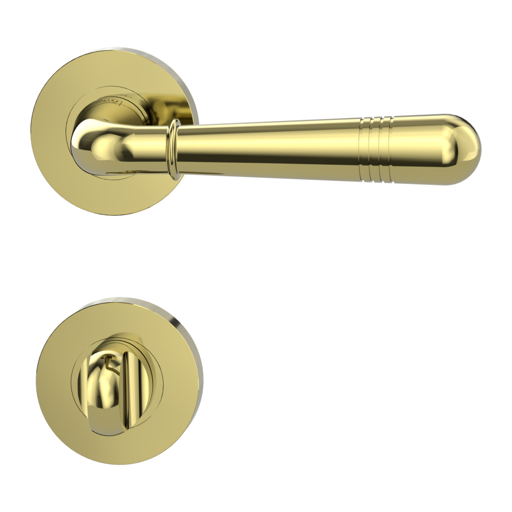 door handle set FABIA screw on cl4 rose set round wc brass look