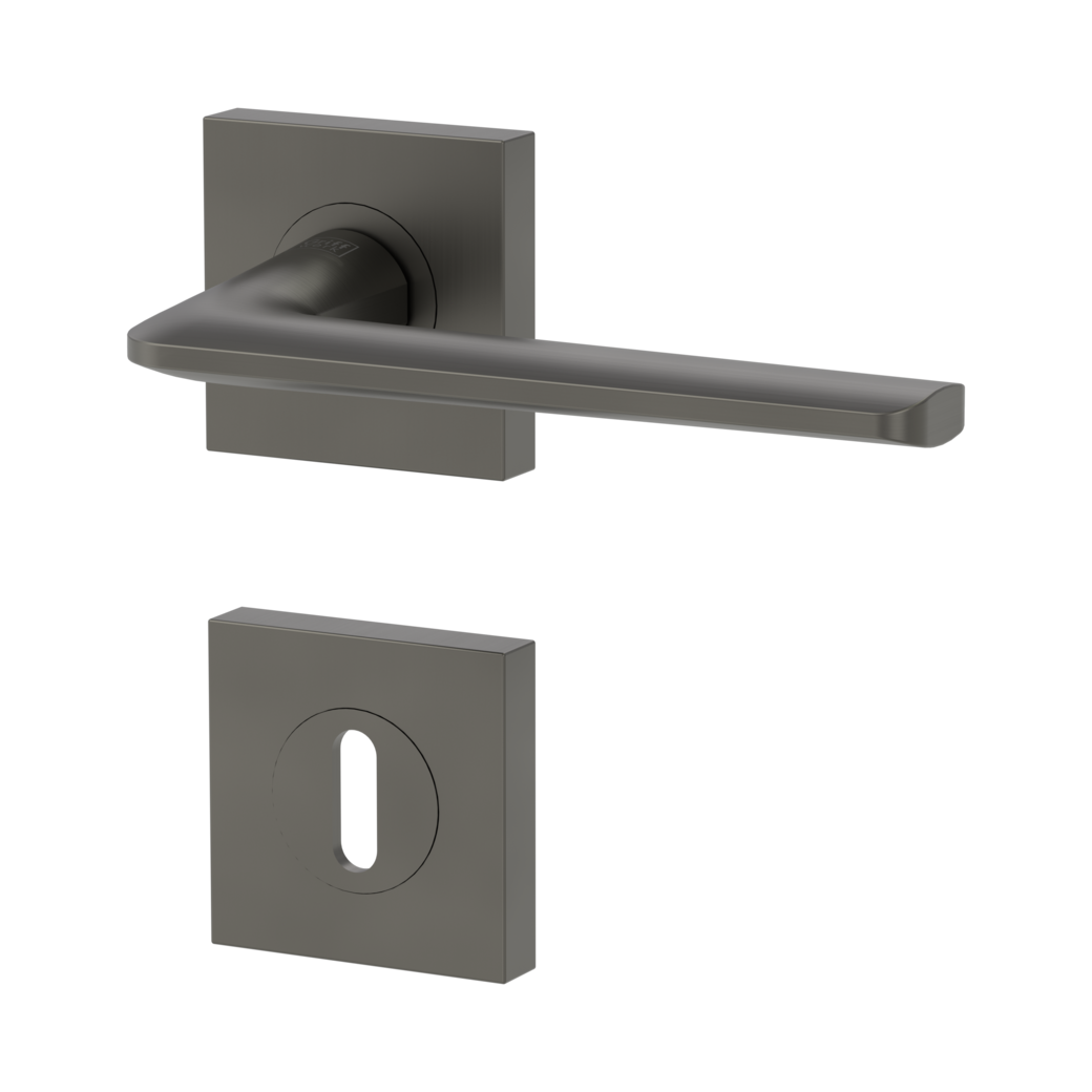 REMOTE door handle set Screw-on sys.GK4 straight-edged escut. Cipher bit cashmere grey