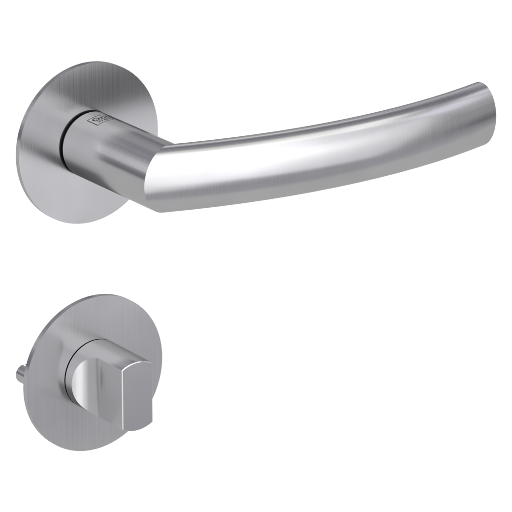 LORITA PIATTA S door handle set Flat escutcheons round WC satin stainless steel