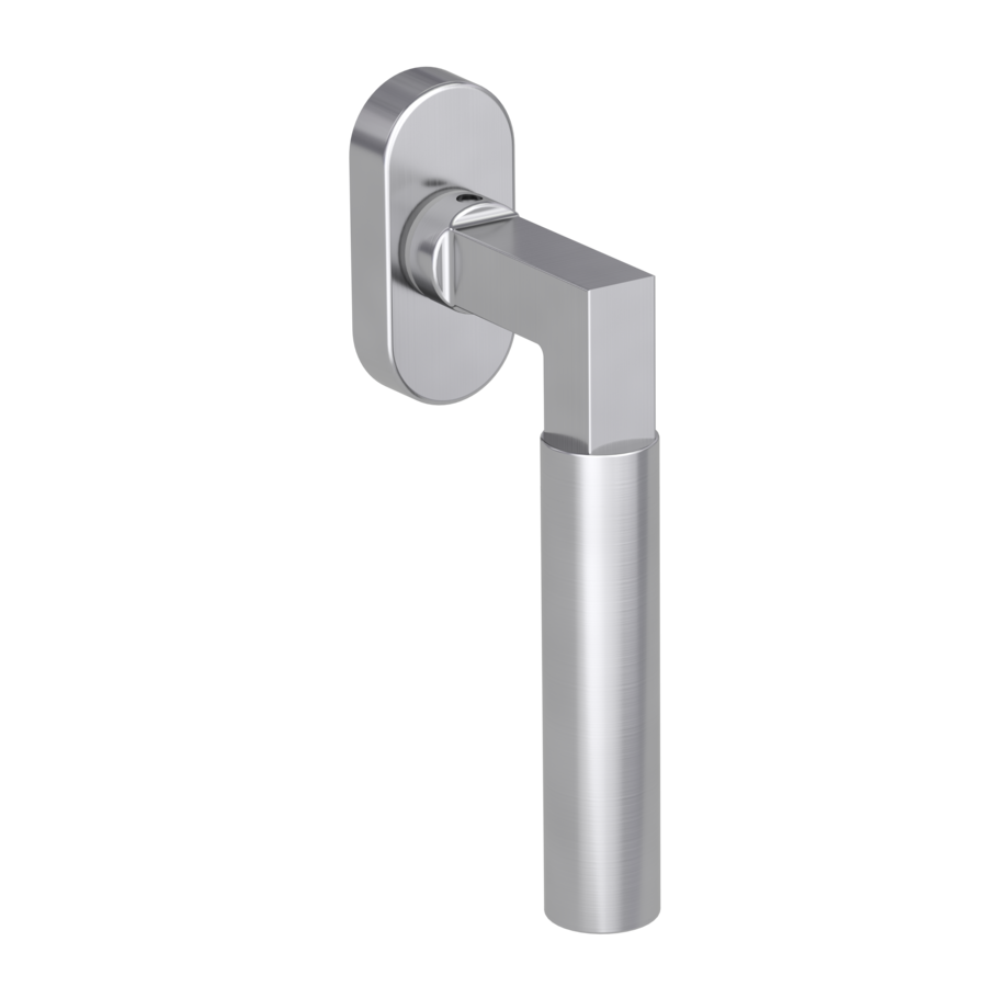 Silhouette product image in perfect product view shows the Griffwerk window handle METRICO PROF in the version unlockable, brushed steel