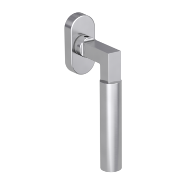 Silhouette product image in perfect product view shows the Griffwerk window handle METRICO PROF in the version unlockable, brushed steel