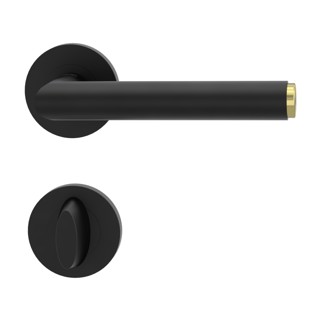 door handle set LUCIA SELECT screw on cl3 rose set round wc graphite black/brass