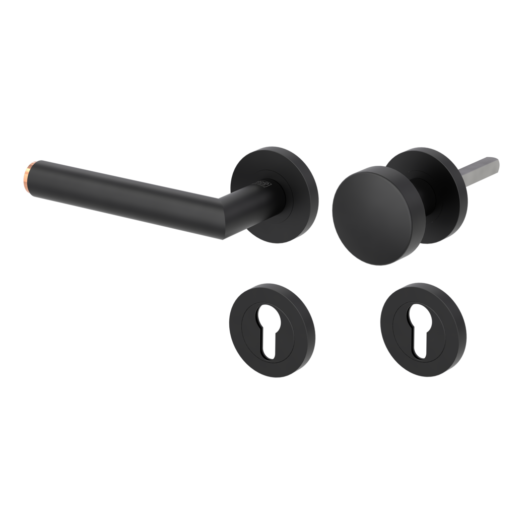 knob handle rose set LUCIA SELECT screw on cl3 rose set round knob R2 graphite black/copper L