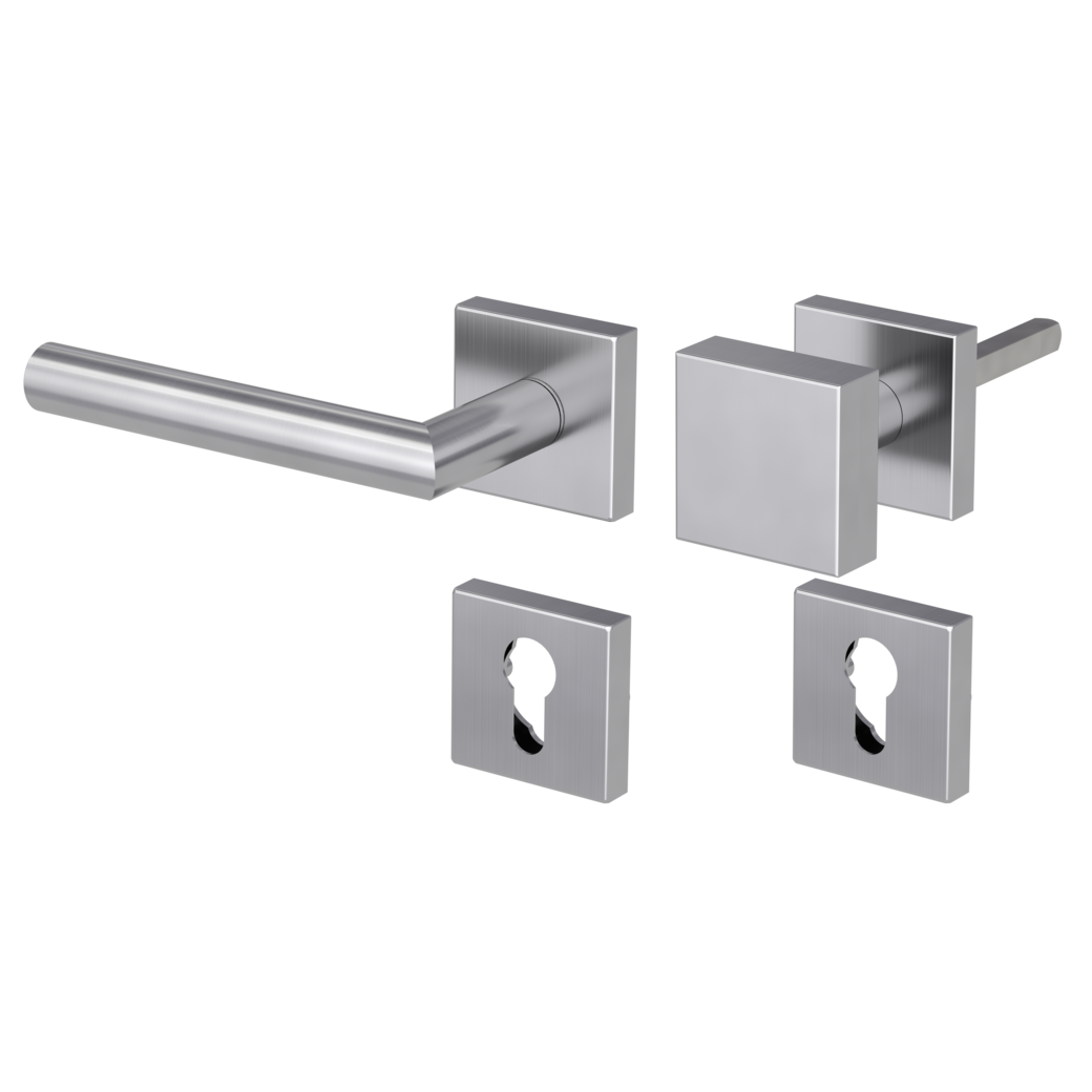 knob handle rose set LUCIA SQUARE clip on cl3 rose set square knob SQUARE brushed steel L