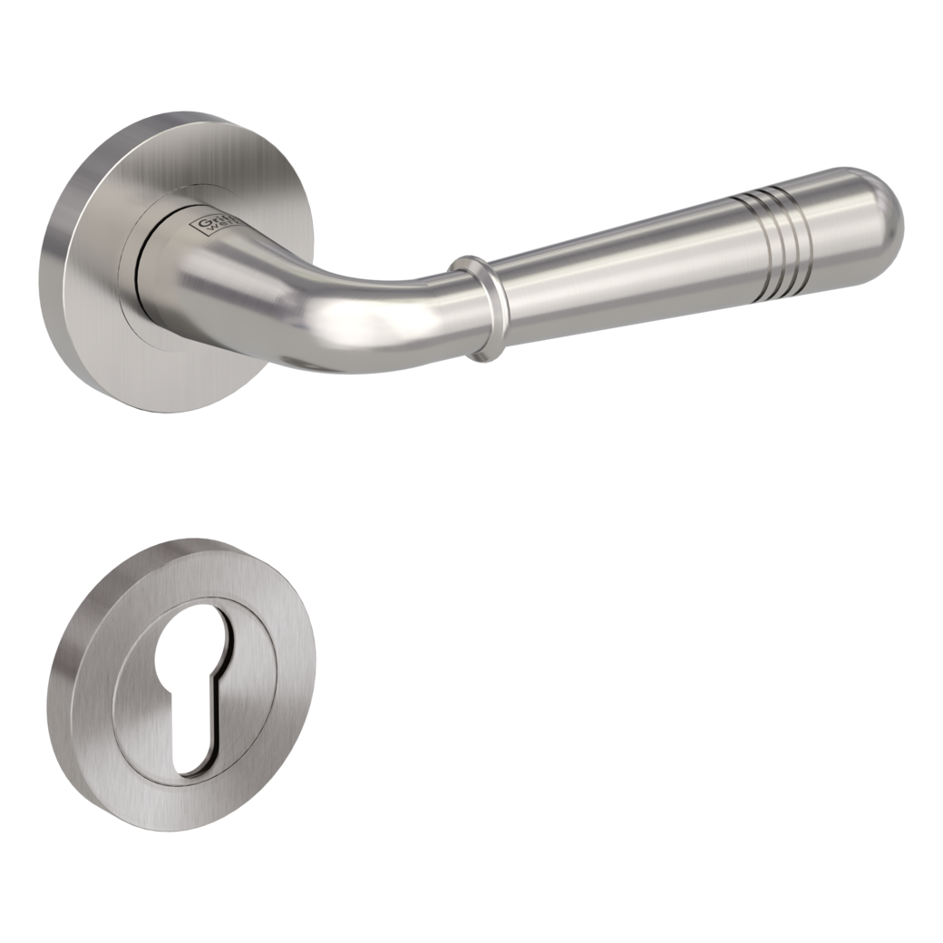 FABIA door handle set Screw-on system GK4 round escutcheons Profile cylinder velvet grey