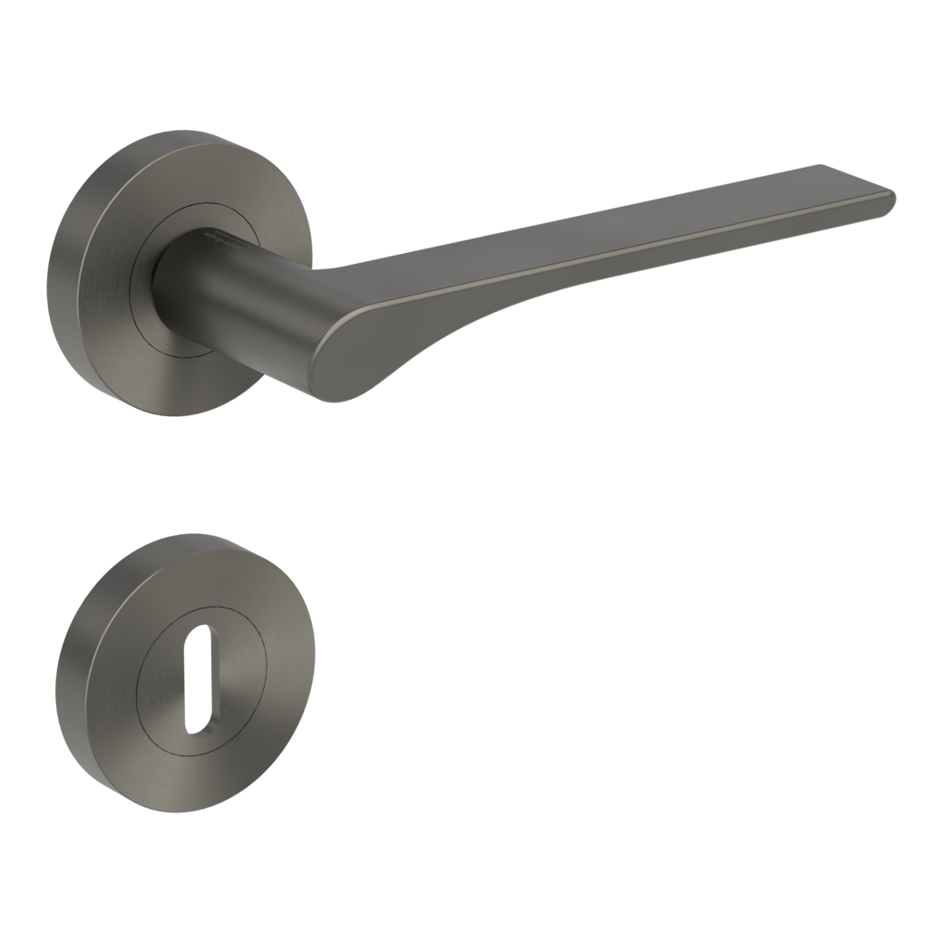 door handle set LEAF LIGHT screw on cl4 rose set round mortice lock cashmere grey