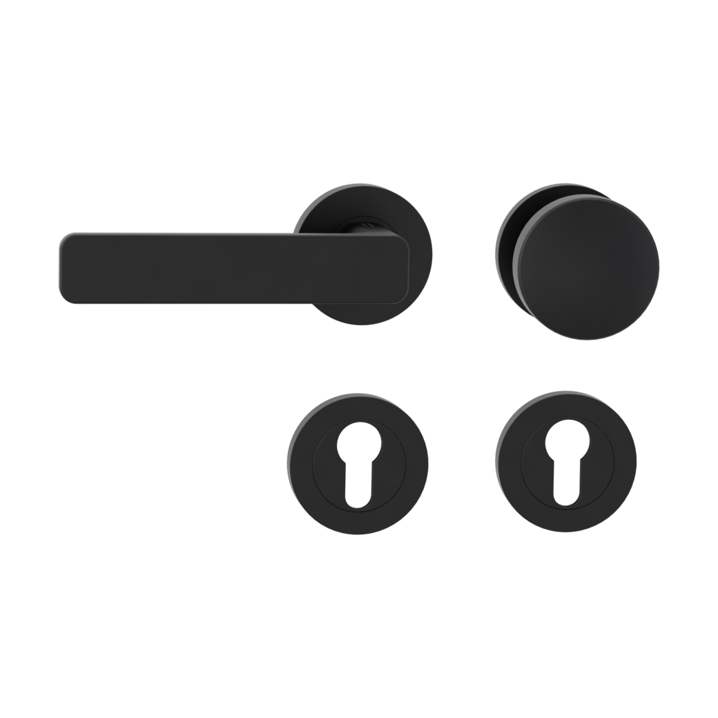 MINIMAL MODERN alternate set Screw-on system GK4 round escutcheons Knob R2 34-45mm graphite black L