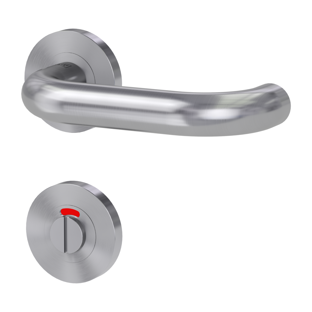 door handle set ALESSIA PROF screw on cl3 rose set round wc red/white brushed steel