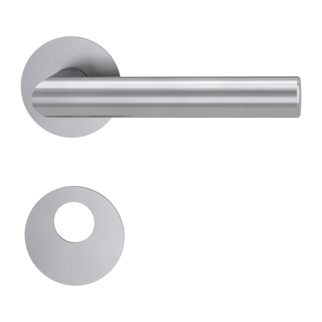 door handle set LUCIA PIATTA S flat rose rose set round swiss profile R brushed steel