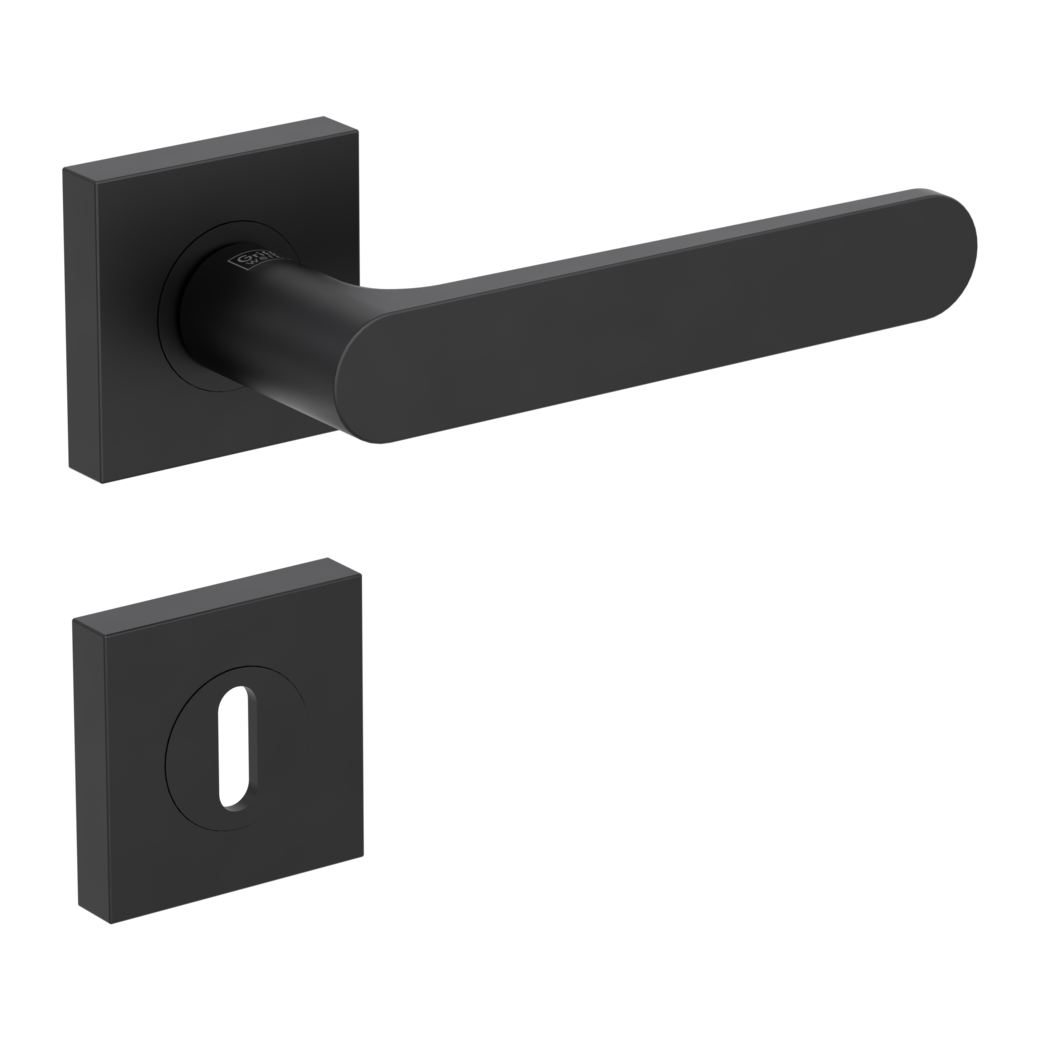 door handle set AVUS screw on cl4 rose set square mortice lock graphite black