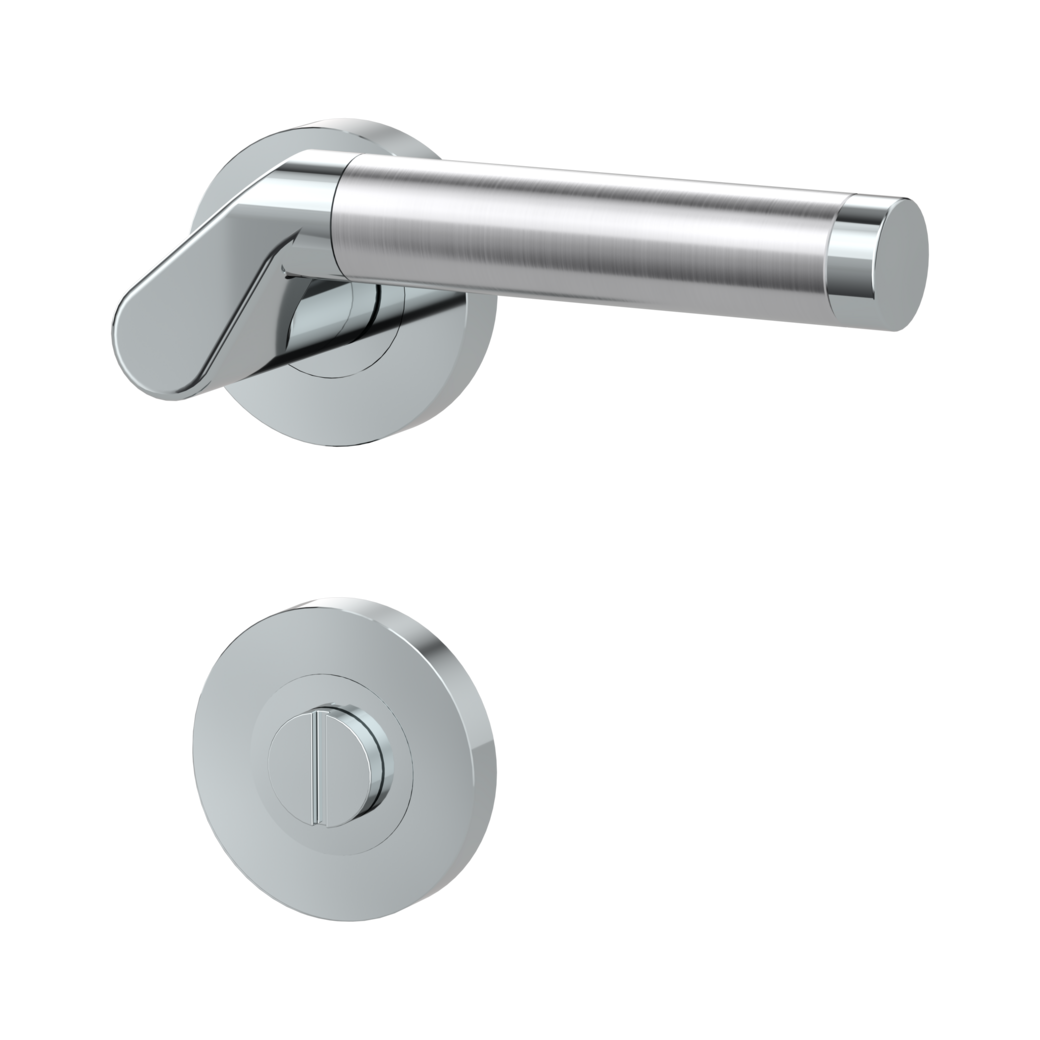 door handle set CORINNA screw on cl4 rose set round wc chrome/brushed steel