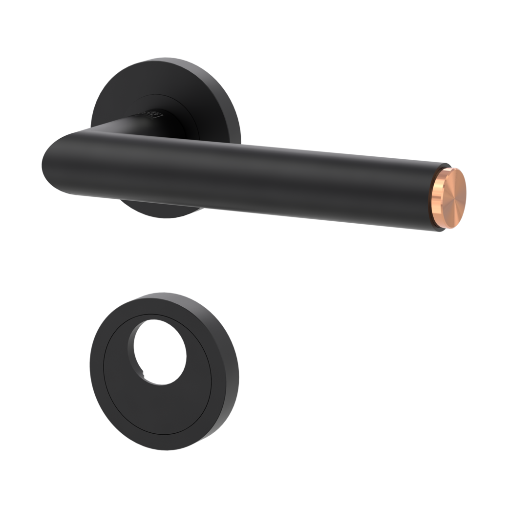 door handle set LUCIA SELECT screw on cl3 rose set round swiss profile graphite black/copper