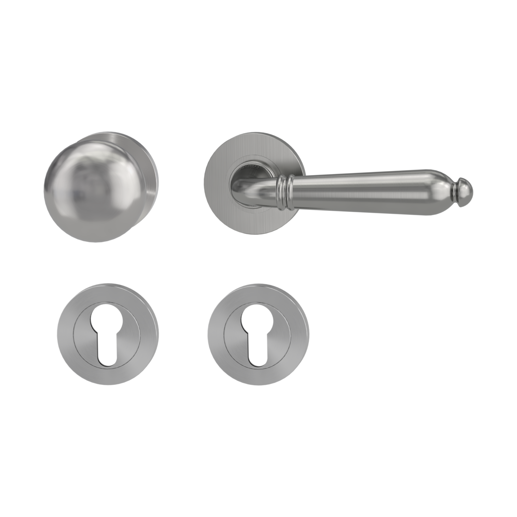 CAROLA alternate set Screw-on system GK4 round escutcheons Knob R21 velvet grey R