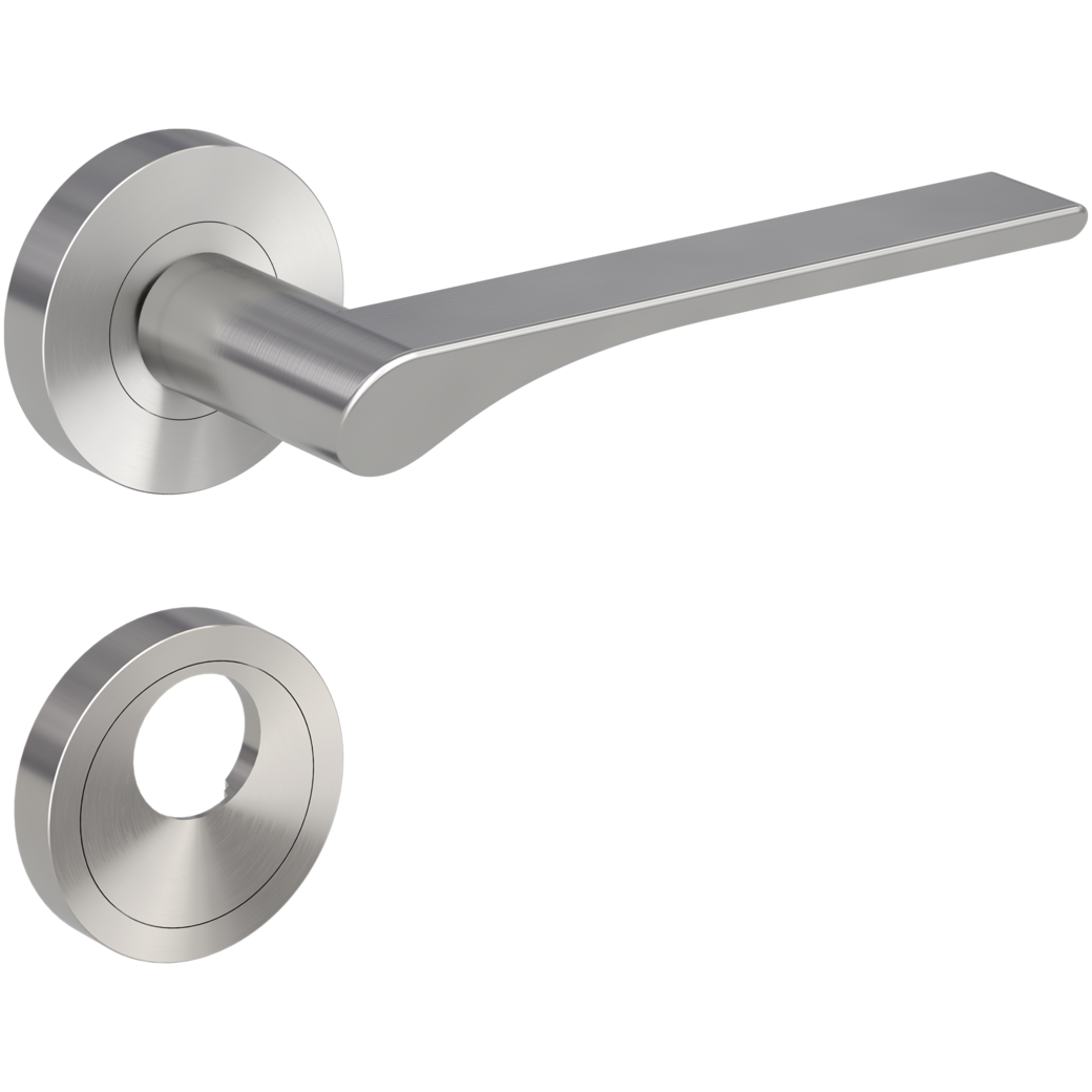 door handle set LEAF LIGHT screw on cl4 rose set round swiss profile velvety grey