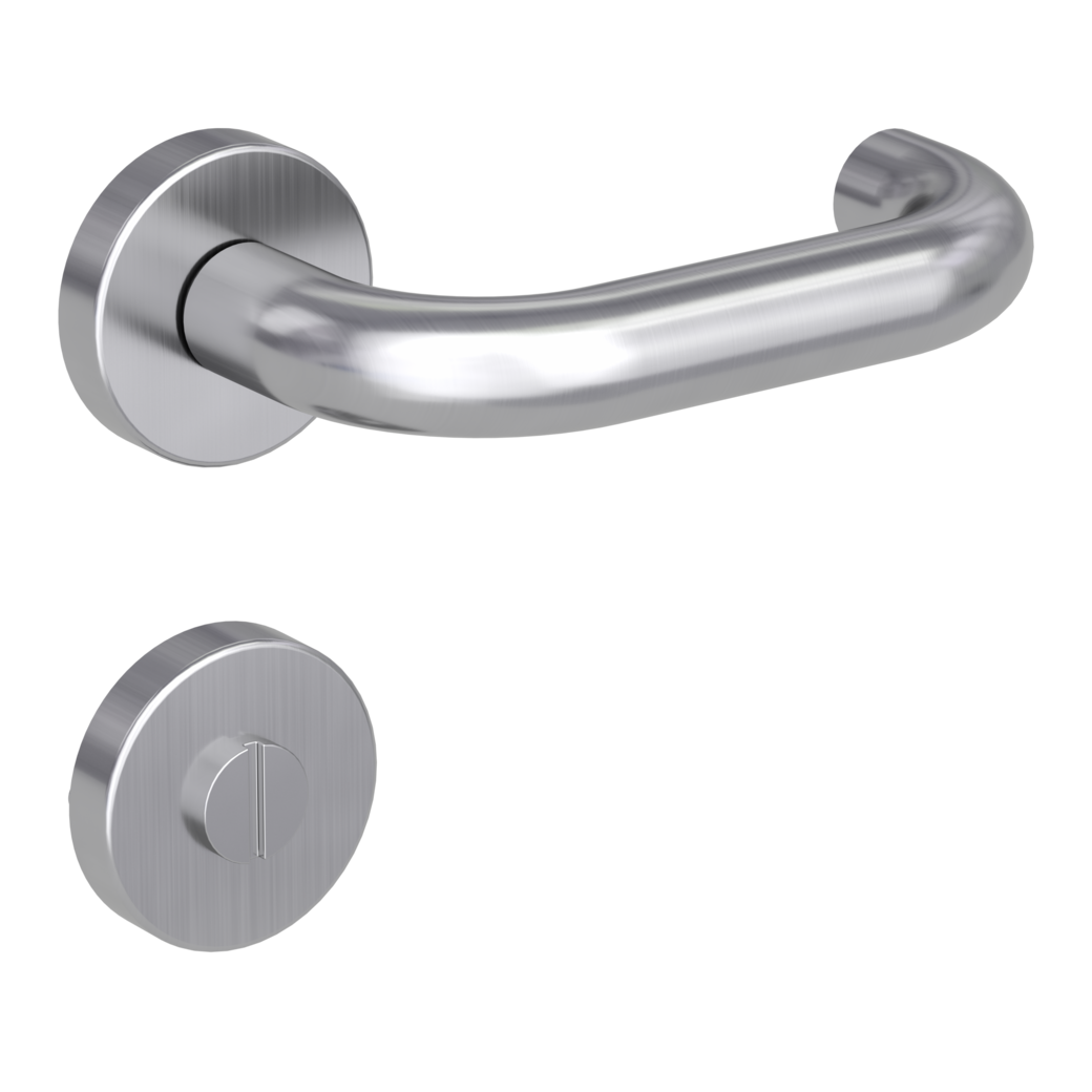 ALESSIA door handle set Clip-on system GK3 round escutcheons WC satin stainless steel