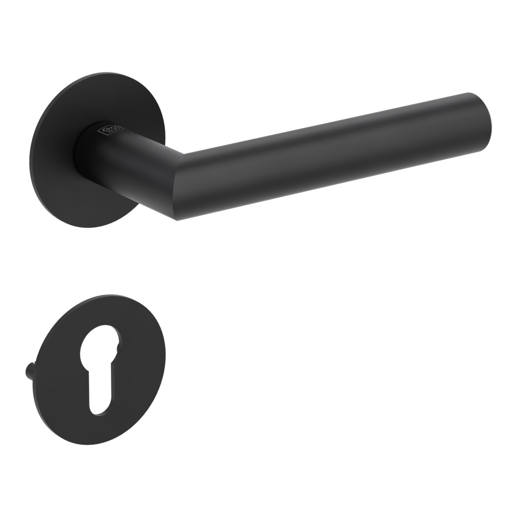 door handle set LUCIA PIATTA S flat rose rose set round euro profile graphite black