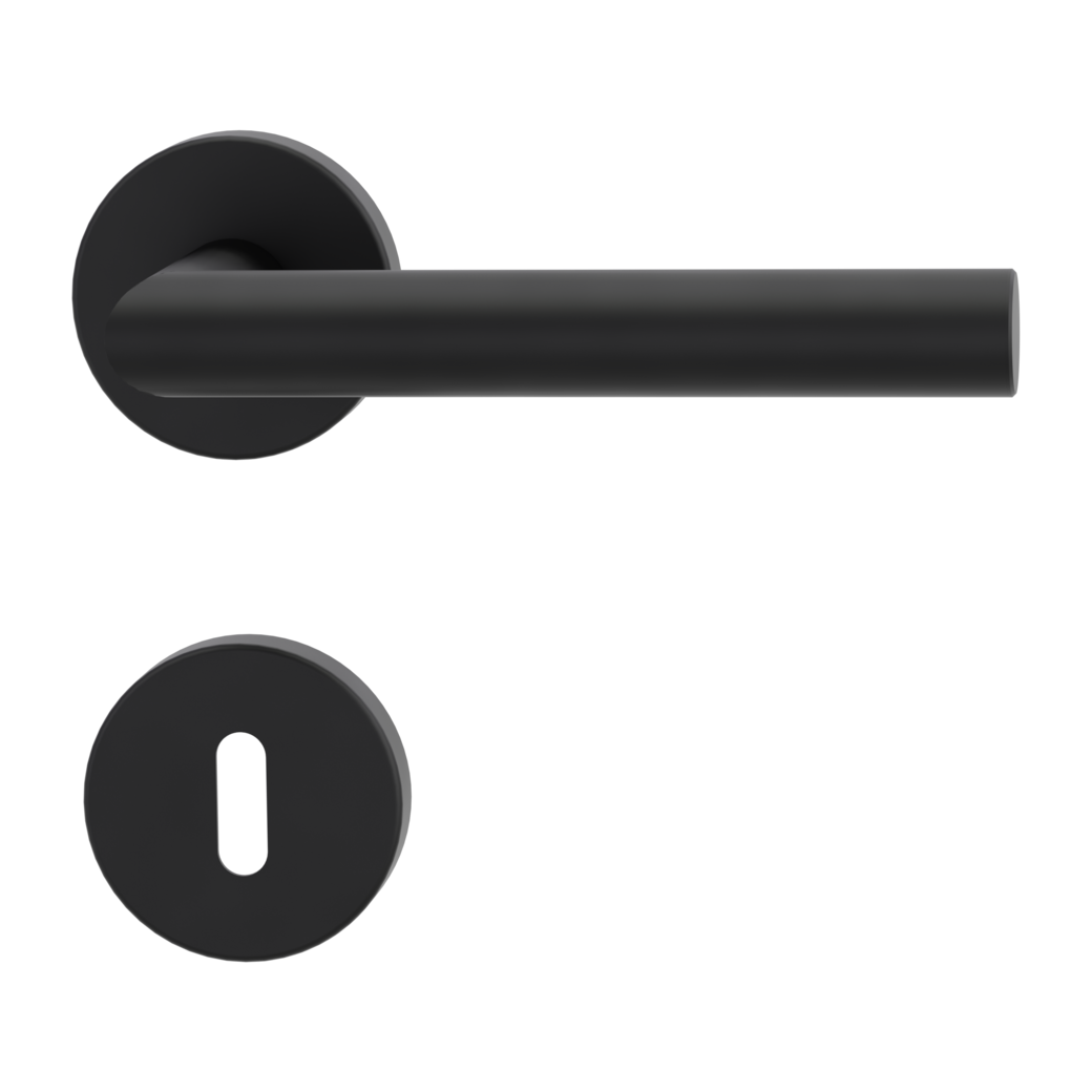 LUCIA door handle set Clip-on system GK3 round escutcheons Cipher bit graphite black