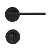 Freigestelltes Produktbild im idealen Blickwinkel fotografiert zeigt die GRIFFWERK Rosettengarnitur LUCIA PROF in der Ausführung WC-Schließer - Graphitschwarz - Schraubtechnik Innenansicht 