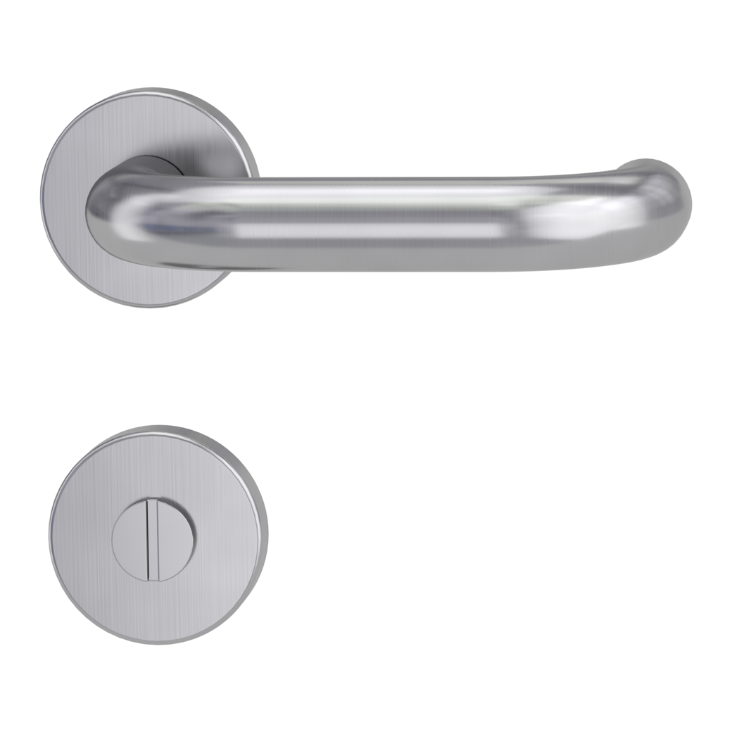 ALESSIA door handle set Clip-on system GK3 round escutcheons WC satin stainless steel