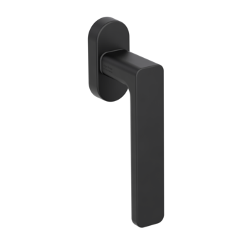 Silhouette product image in perfect product view shows the Griffwerk window handle MINIMAL MODERN in the version unlockable, graphite black