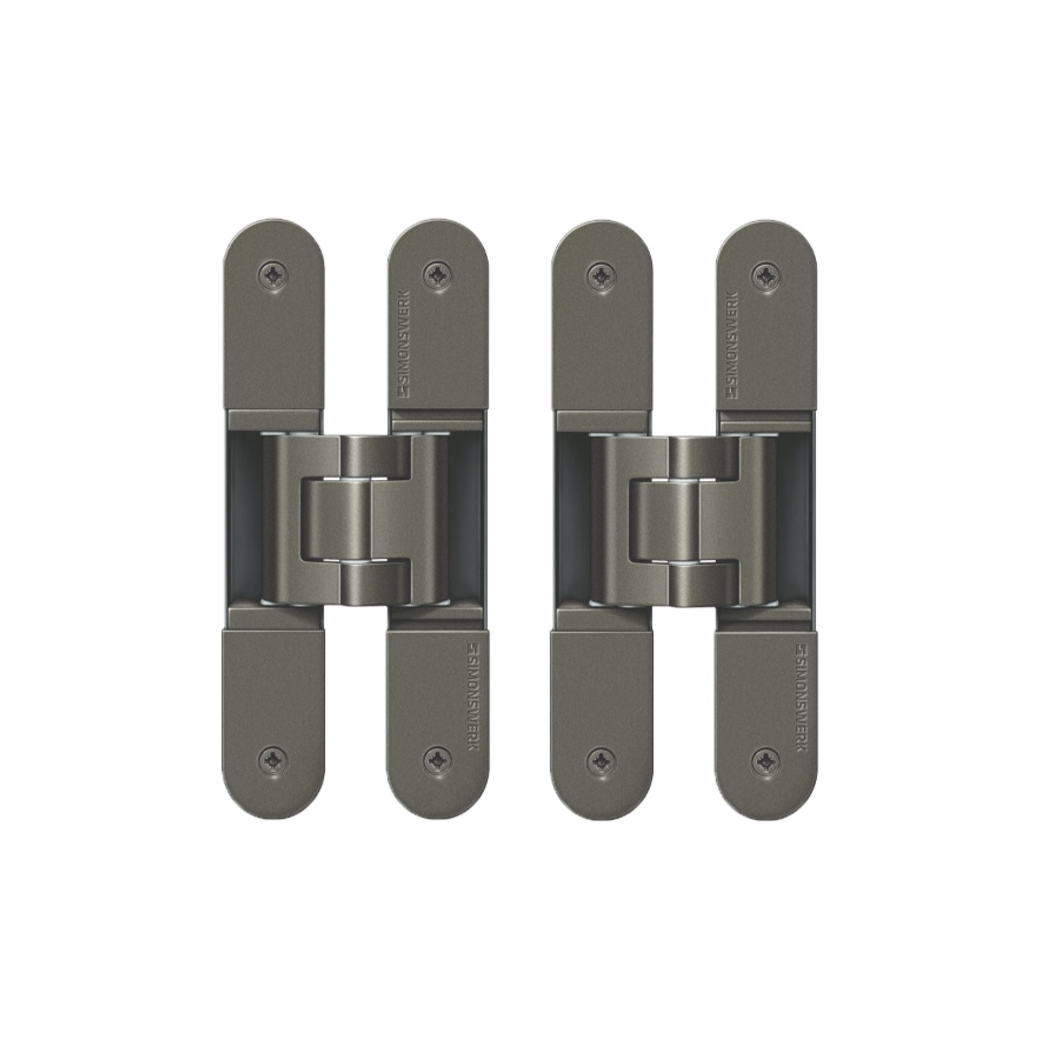 TECTUS TE 340 3D pair of hinges flush architectural door Cashmere grey wooden/steel frame