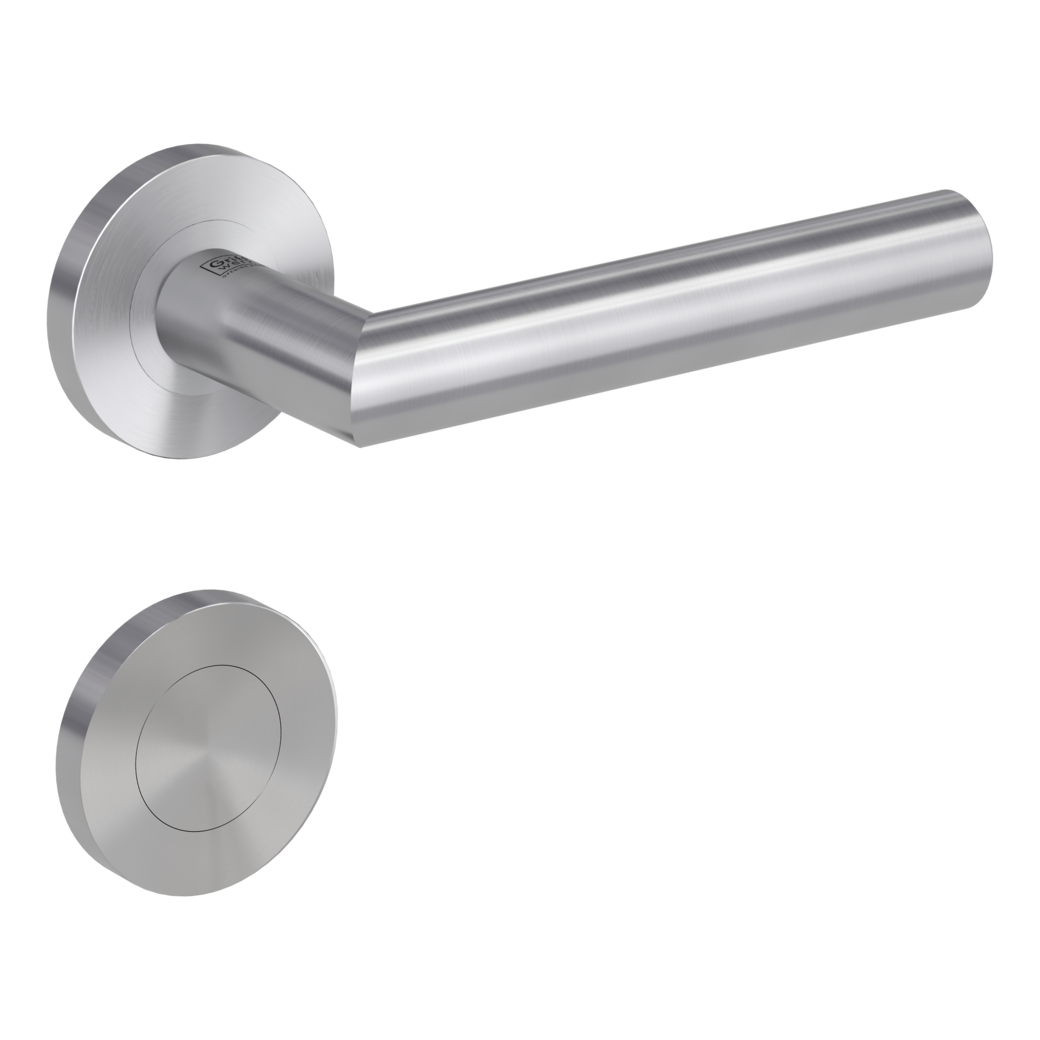 door handle set LUCIA PROF screw on cl4 rose set round blank rose brushed steel