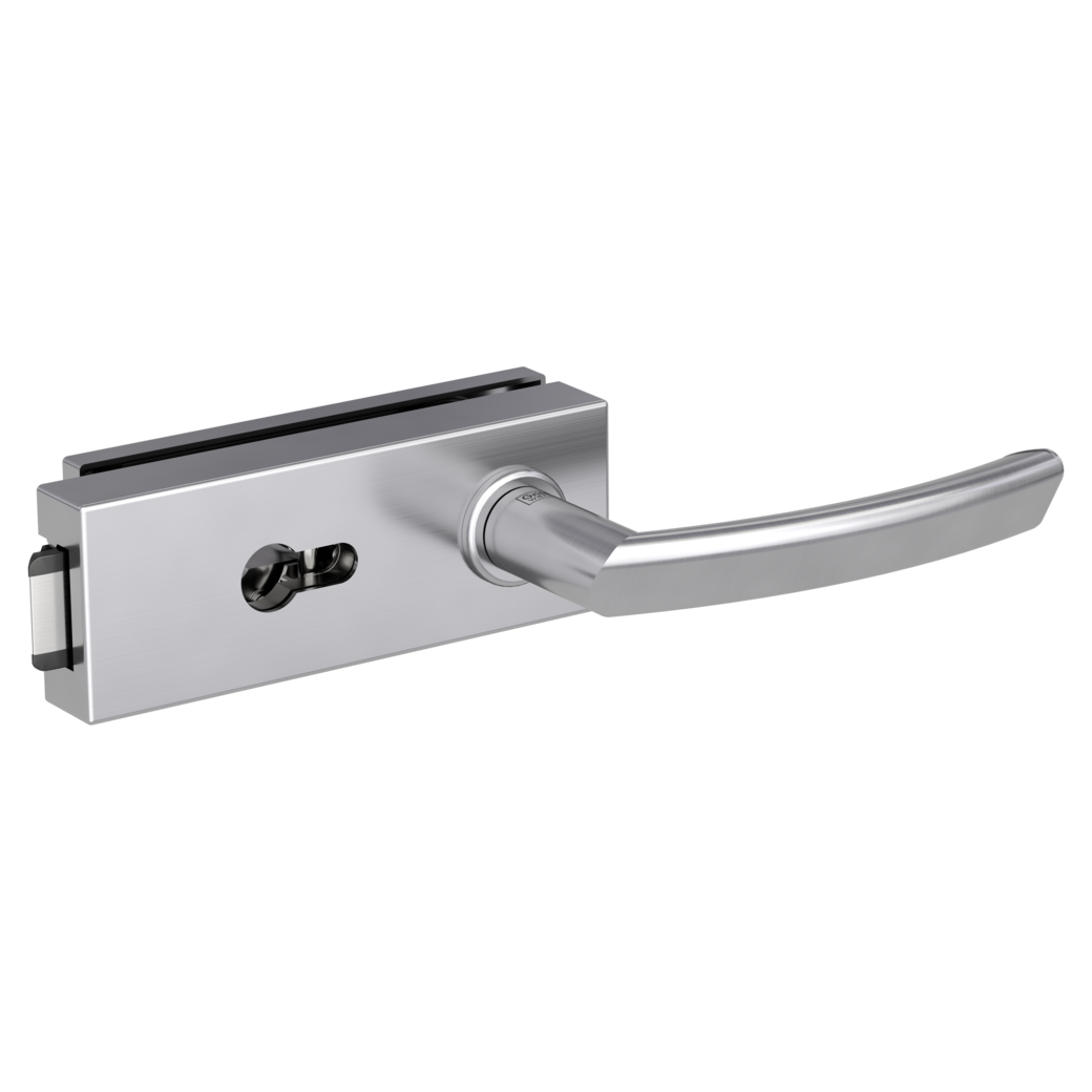glass door lock set PURISTO S euro profile silent 3-part hinges JETTE CRYSTAL brushed steel