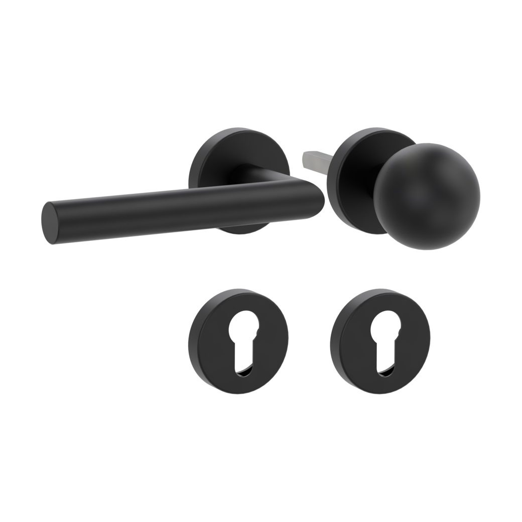 knob handle rose set LUCIA clip on cl3 rose set round knob R4 graphite black L