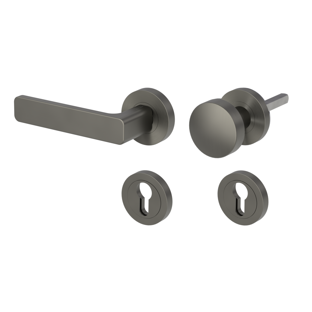 MINIMAL MODERN alternate set Screw-on system GK4 round escutcheons Knob R2 34-45mm cashmere grey L