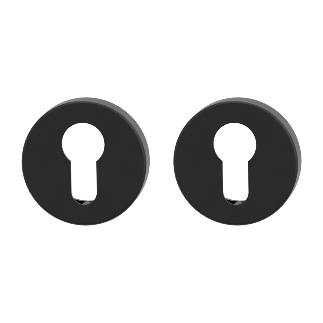 Pair of escutcheons round profile cylinder Clip-on system graphite black