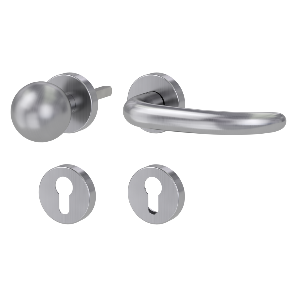 knob handle rose set ULMER GRIFF clip on panic rose set round knob R4 38-50mm brushed steel R