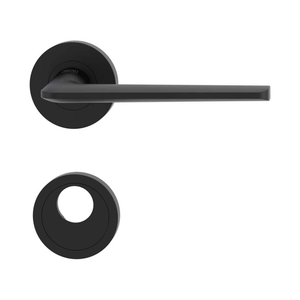 door handle set REMOTE screw on cl4 rose set round swiss profile graphite black