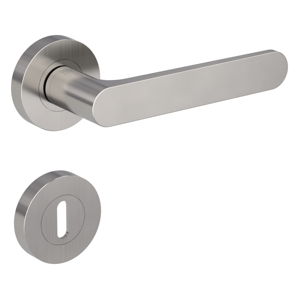 AVUS door handle set Screw-on system GK4 round escutcheons Cipher bit velvet grey